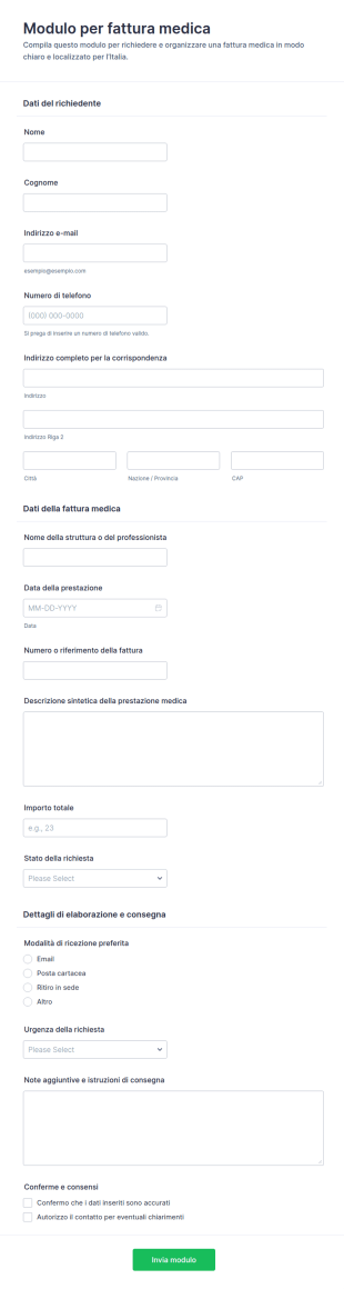 Modulo Fattura Medica