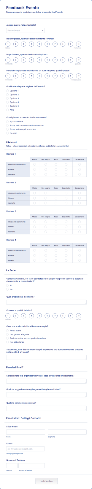 Modulo Feedback Evento