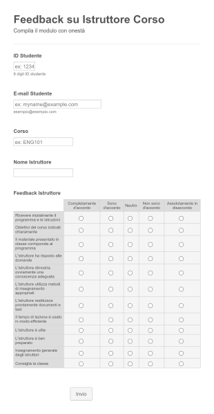 Modulo Feedback Su Istruttore Corso