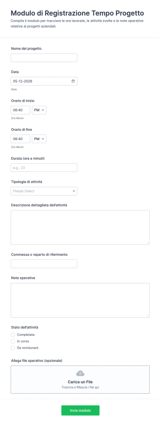 Modulo Foglio Presenze Progetto