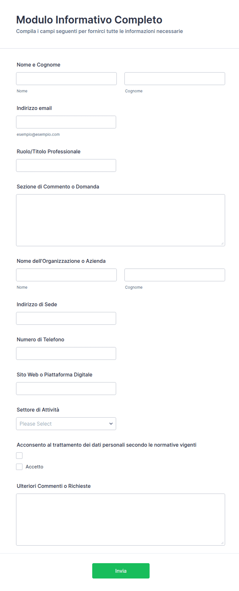 Modulo Informativo Completo | Jotform