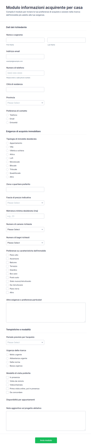 Modulo Informazioni Acquirente Acquirenti Di Case