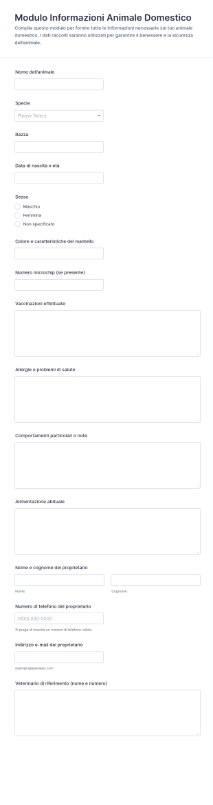 Modulo Informazioni Animale Domestico