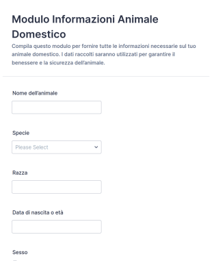 Modulo Informazioni Animale Domestico