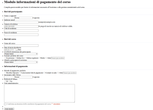 Modulo Informazioni Di Pagamento Del Corso