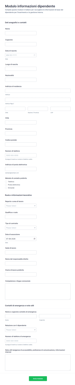 Modulo Informazioni Dipendente