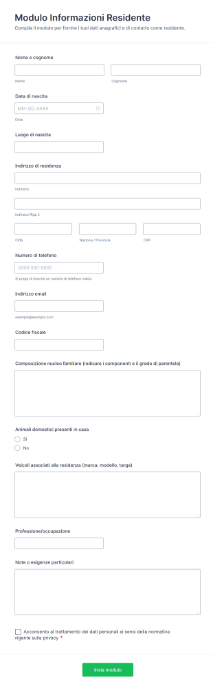 Modulo Informazioni Residente