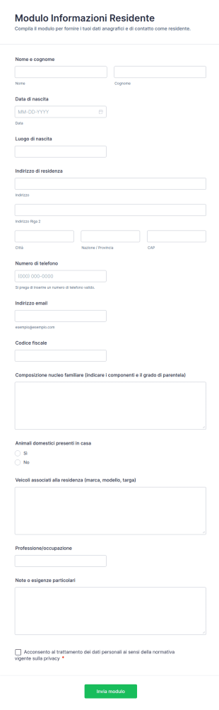 Modulo Informazioni Residente