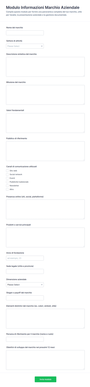 Modulo Informazioni Sul Brand