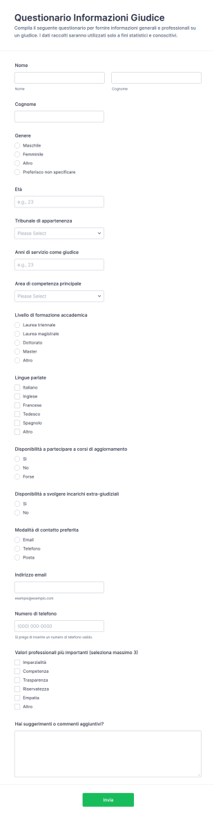 Modulo Informazioni Sul Giudice