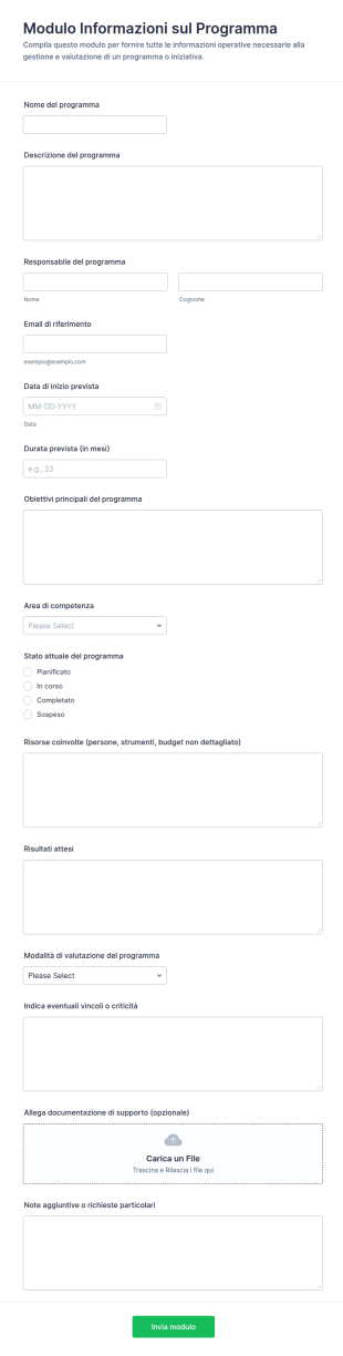 Modulo Informazioni Sul Programma