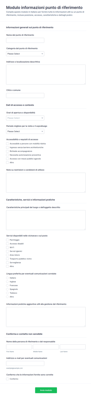 Modulo Informazioni Sul Punto Di Riferimento