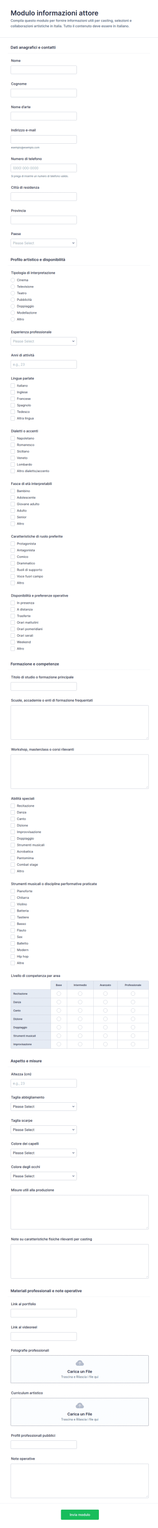 Modulo Informazioni Sull’Attore