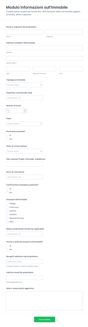 Modulo Informazioni Sull'Immobile | Jotform