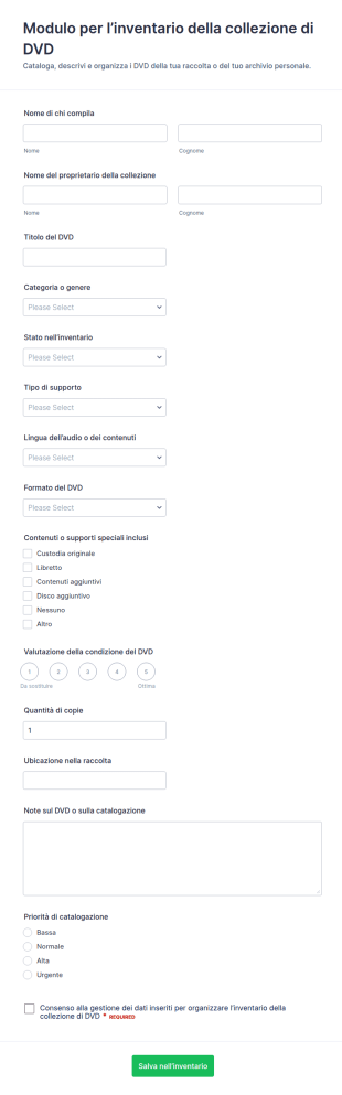 Modulo Inventario Collezione DVD