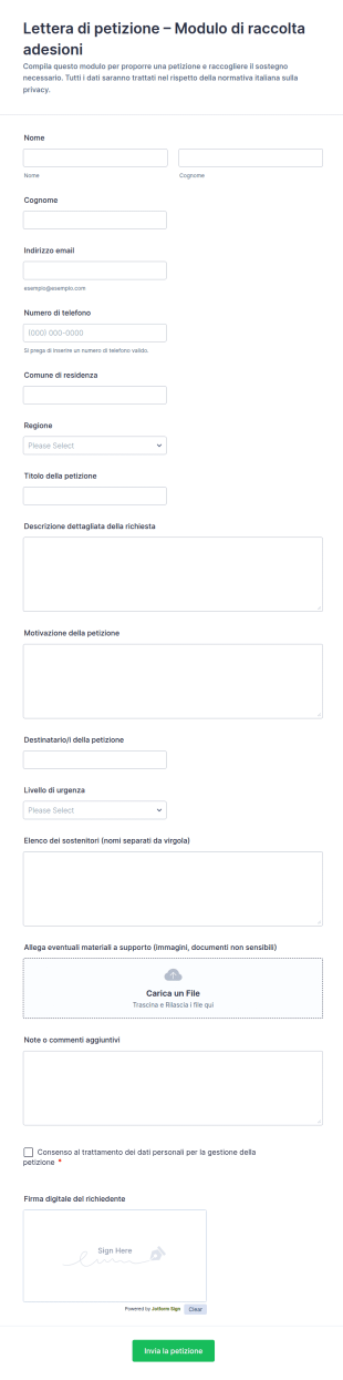 Modulo Lettera Di Petizione