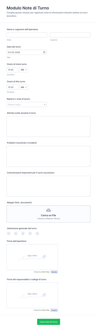Modulo Note Di Turno