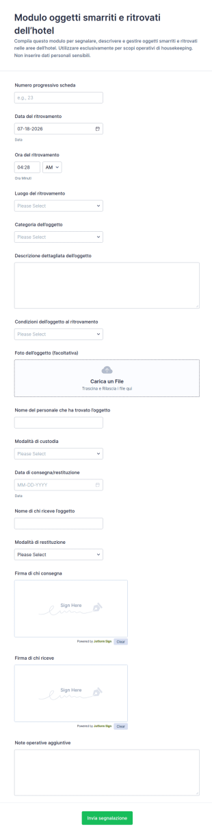 Modulo Oggetti Smarriti E Ritrovati