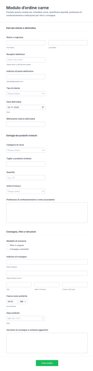 Modulo Ordinazione Carne 🥩