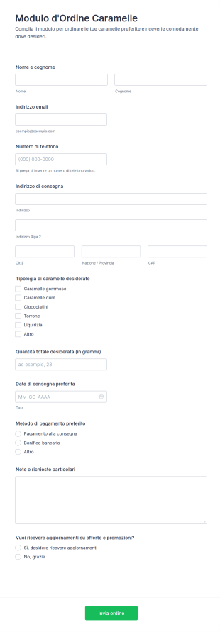 Modulo Ordine Di Caramelle 🍬