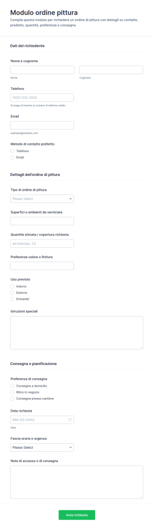 Modulo Ordine Di Pittura