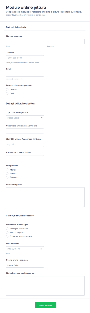 Modulo Ordine Di Pittura
