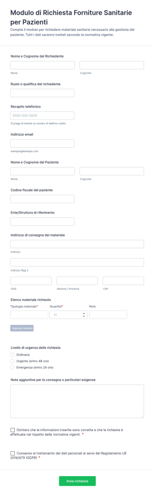 Modulo Ordine Forniture Per Pazienti