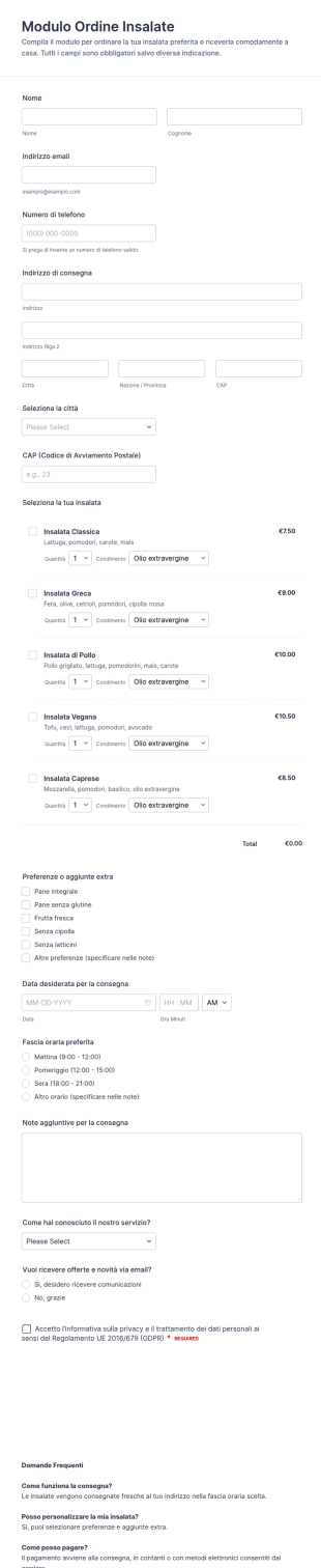 Modulo Ordine Insalate