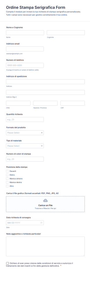 Modulo Ordine Serigrafia