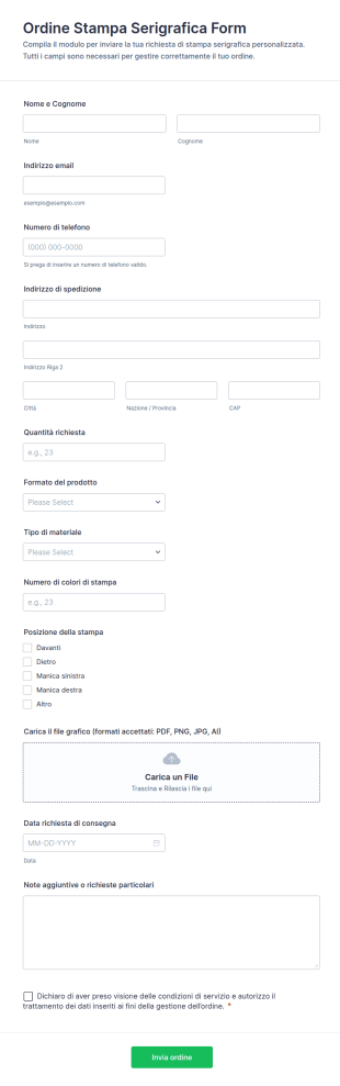 Modulo Ordine Serigrafia