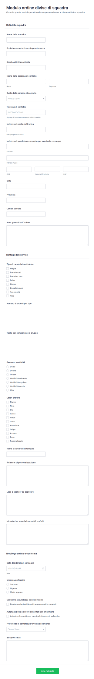 Modulo Ordine Uniformi Del Team