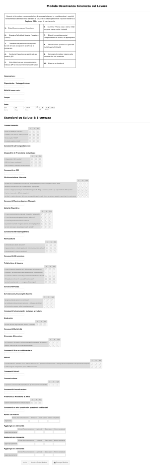 Modulo Osservanza Della Sicurezza Sul Lavoro Form Template