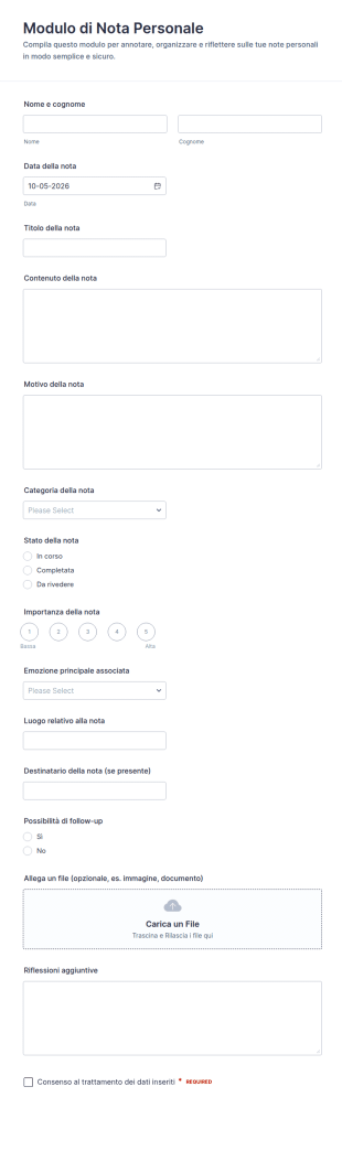 Modulo Per Appunti Personali