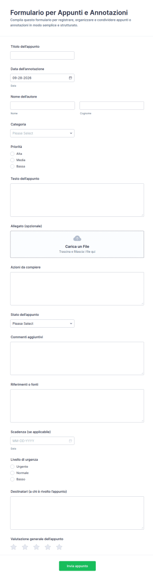 Modulo Per Appunti