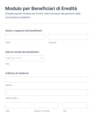 Modulo Per Beneficiari Di Eredità