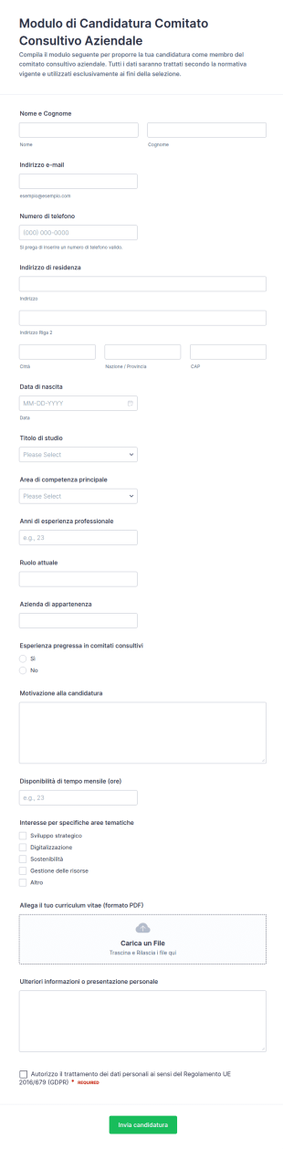 Modulo Per Il Consiglio Di Amministrazione