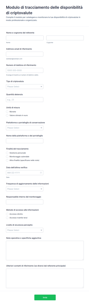 Modulo Per Il Monitoraggio Dei Beni In Cripto
