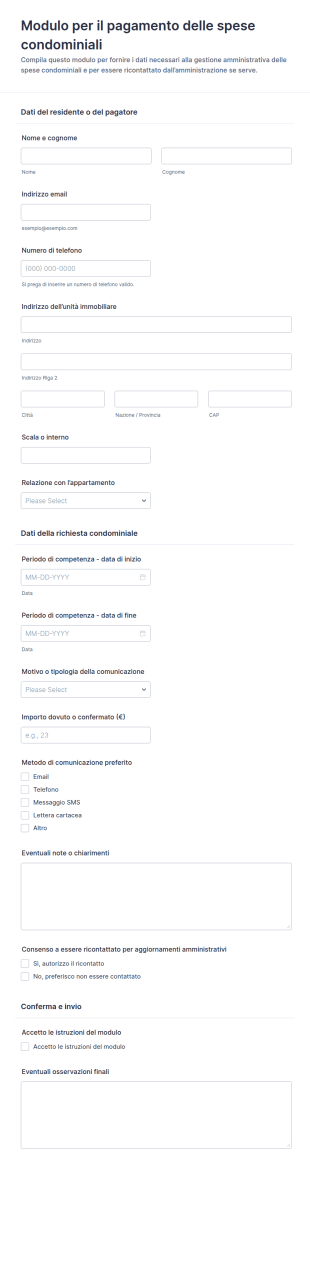 Modulo Per Il Pagatore Delle Spese Condominiali