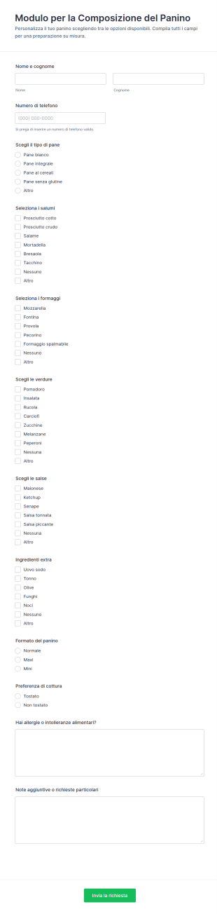 Modulo Per La Composizione Del Panino