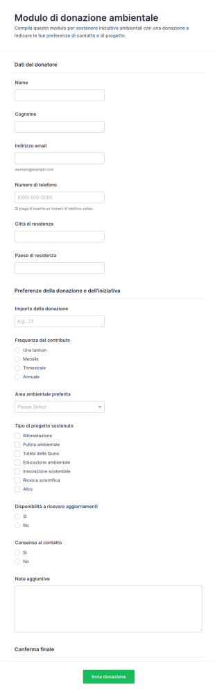Modulo Per La Donazione Ambientale