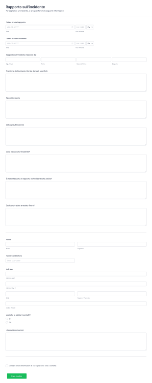 Modulo Per La Polizia Rapporto Sull'incidente Form Template
