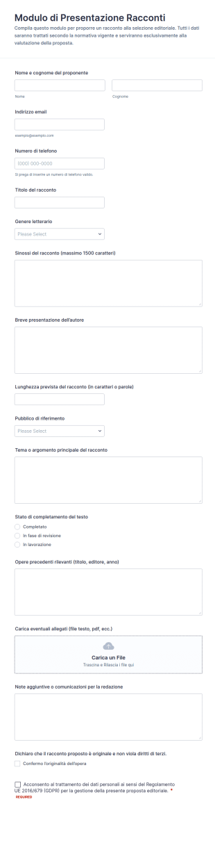 Modulo Per La Presentazione Di Idee Storia