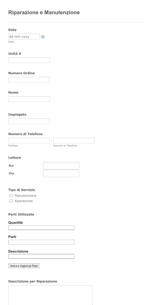 Modulo Per Lavoro Di Riparazione E Manutenzione Form Template