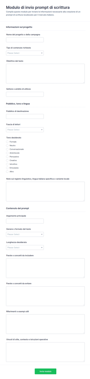 Modulo Per L’invio Di Un Racconto