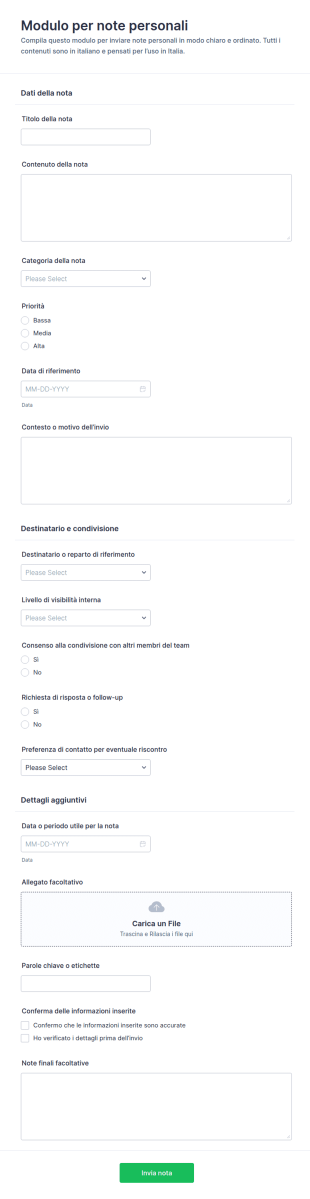 Modulo Per Note Personali