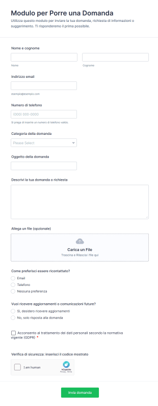 Modulo Per Porre Una Domanda