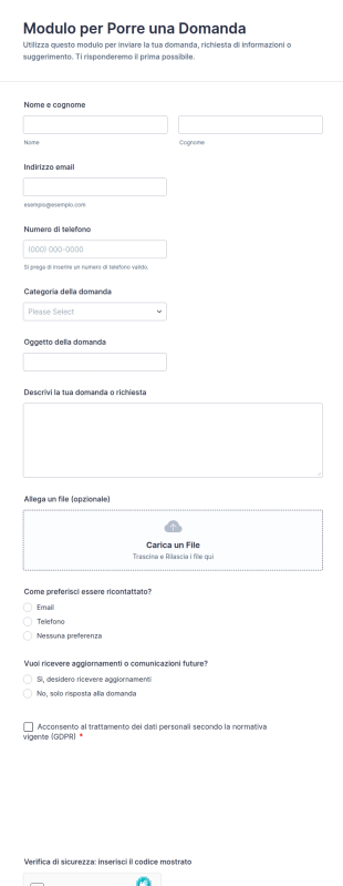 Modulo Per Porre Una Domanda