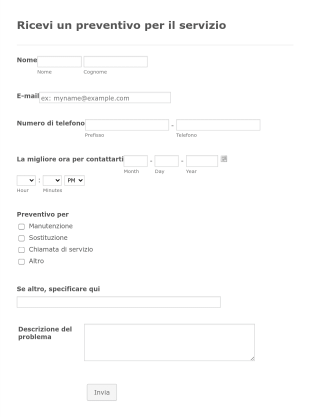 Modulo Per Preventivi