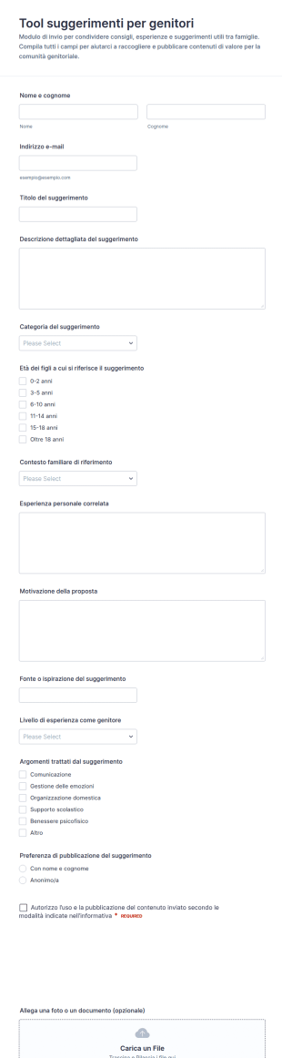 Modulo Per Suggerimenti Genitoriali
