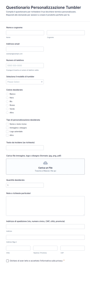 Modulo Personalizzato Per Tumbler